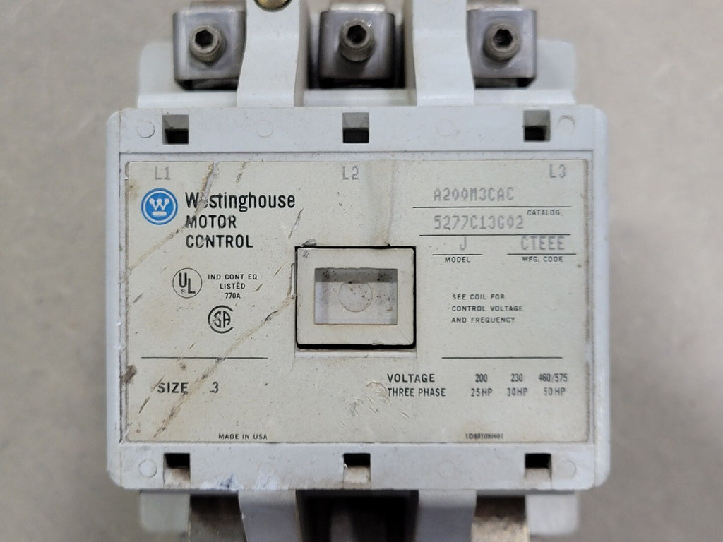 WESTINGHOUSE 50 hp, NEMA Size 3 Motor Non Reversing Starter A200M3CAC 