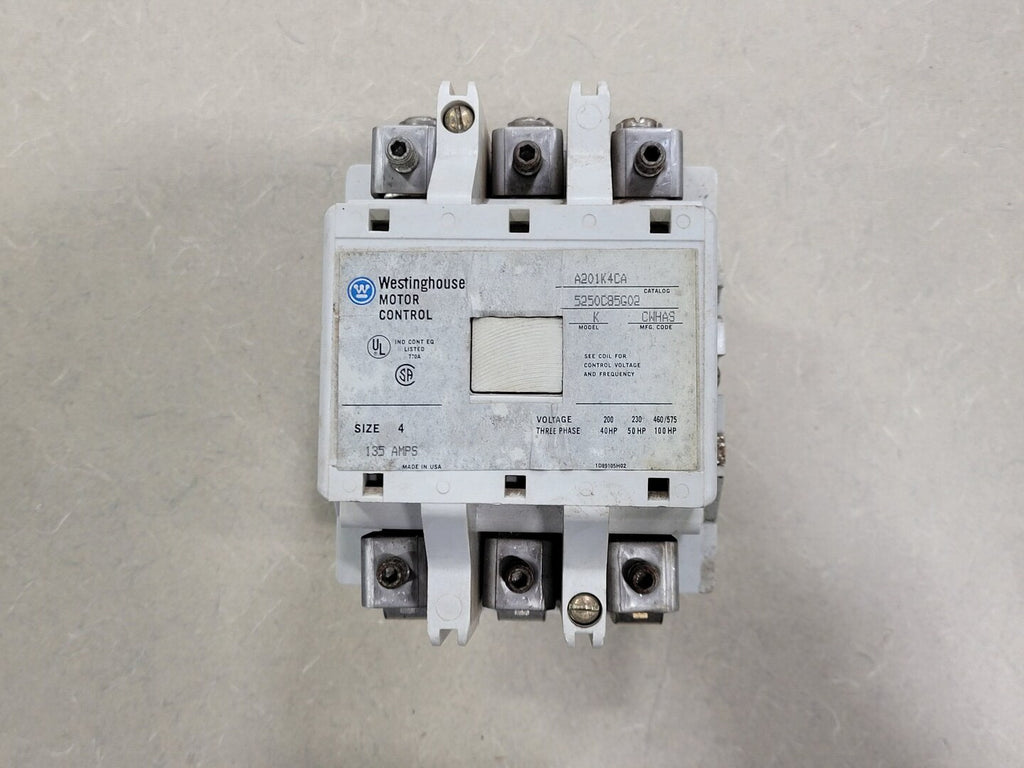 WESTINGHOUSE 135 Amps, 3 Pole, NEMA 4, 110/120 VAC Coil Non-Reversing Contactor A201K4CA
