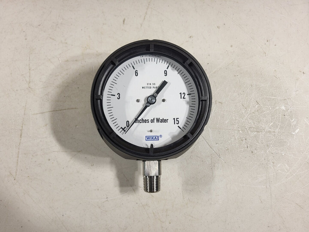 WIKA 4.5", 0-15 in. H2O, Pressure Gauge 632.34