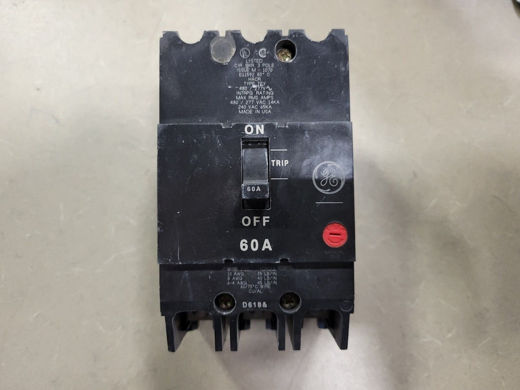 GENERAL ELECTRIC 60 Amp, 3 Pole, 480/277 Volts Circuit Breaker TEY360