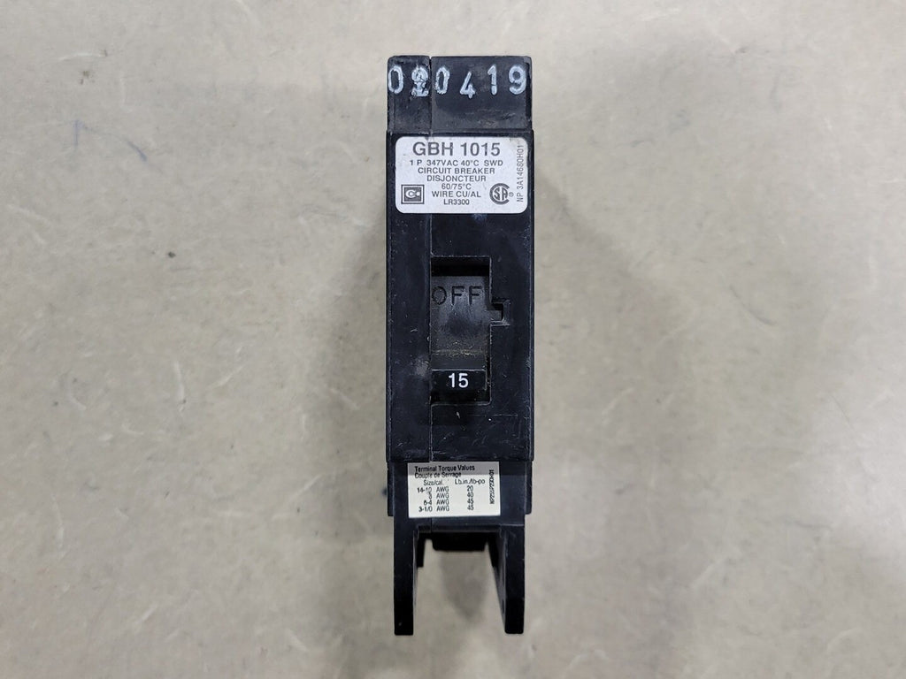 CUTLER-HAMMER 15 Amp, 1 Pole, 347 Volts Circuit Breaker GBH1015