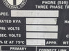 TRACON ENGINEERING 7.5 kVA Transformer, 480 pri. volt, 185/107 sec. volt 3DLHZEZY