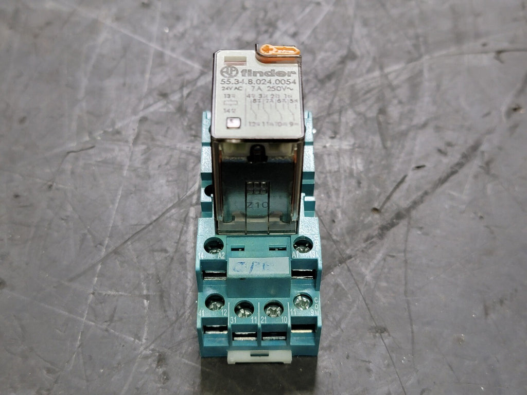FINDER 7 Amp Power Relay 55.34.8.024.0050 w/ Relay Socket 94.74