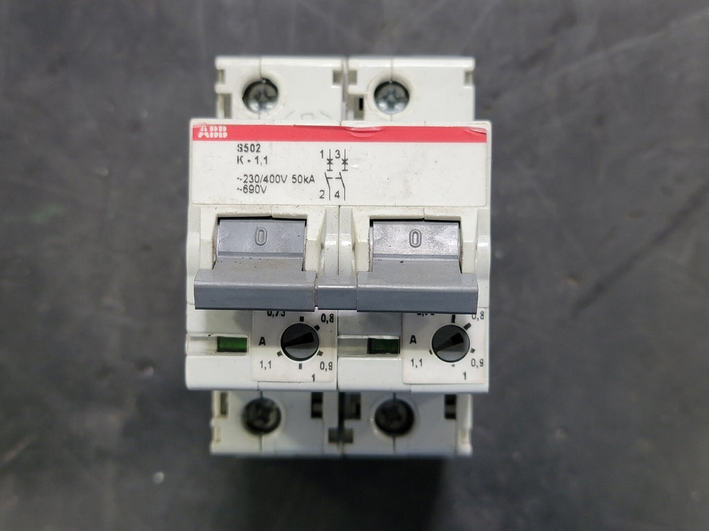 ABB 1.1 Amp, 2 Pole, 690 volts Circuit Breaker S502-K-1.1