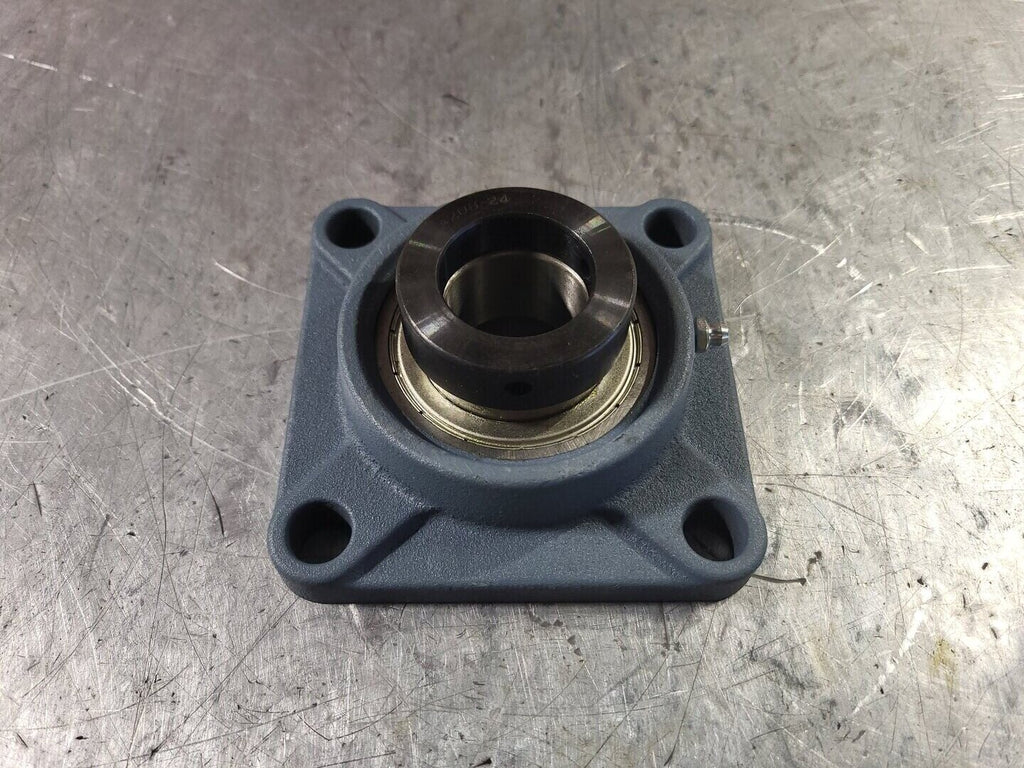 NATIONAL BEARING 4-Bolt Square Flange Block Ball Bearing UCF208-24 1-1/2" Bore w/ Insert