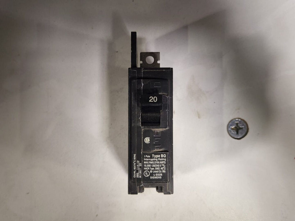 SIEMENS 20 Amp, 1 Pole, 120/240 volts Circuit Breaker BQ1B020