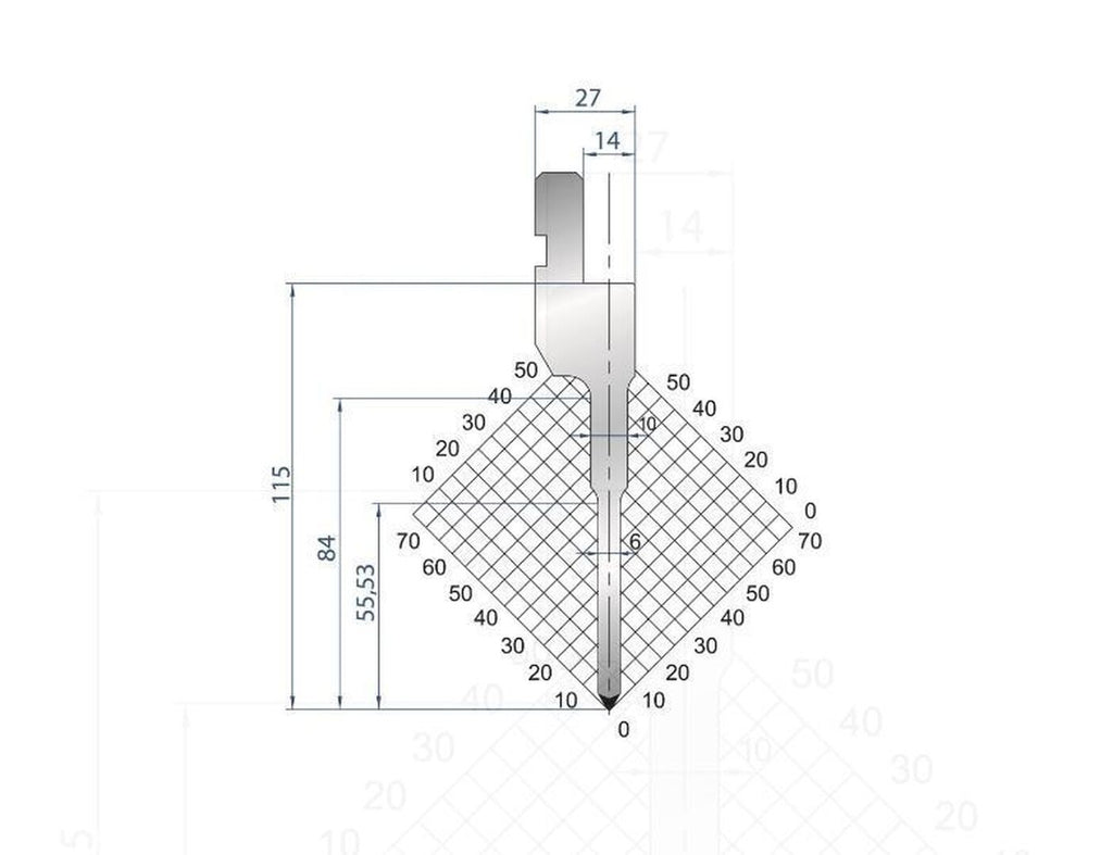 EUROSTAMP Part No. 1271 @ 835mm 60 Degree Punch