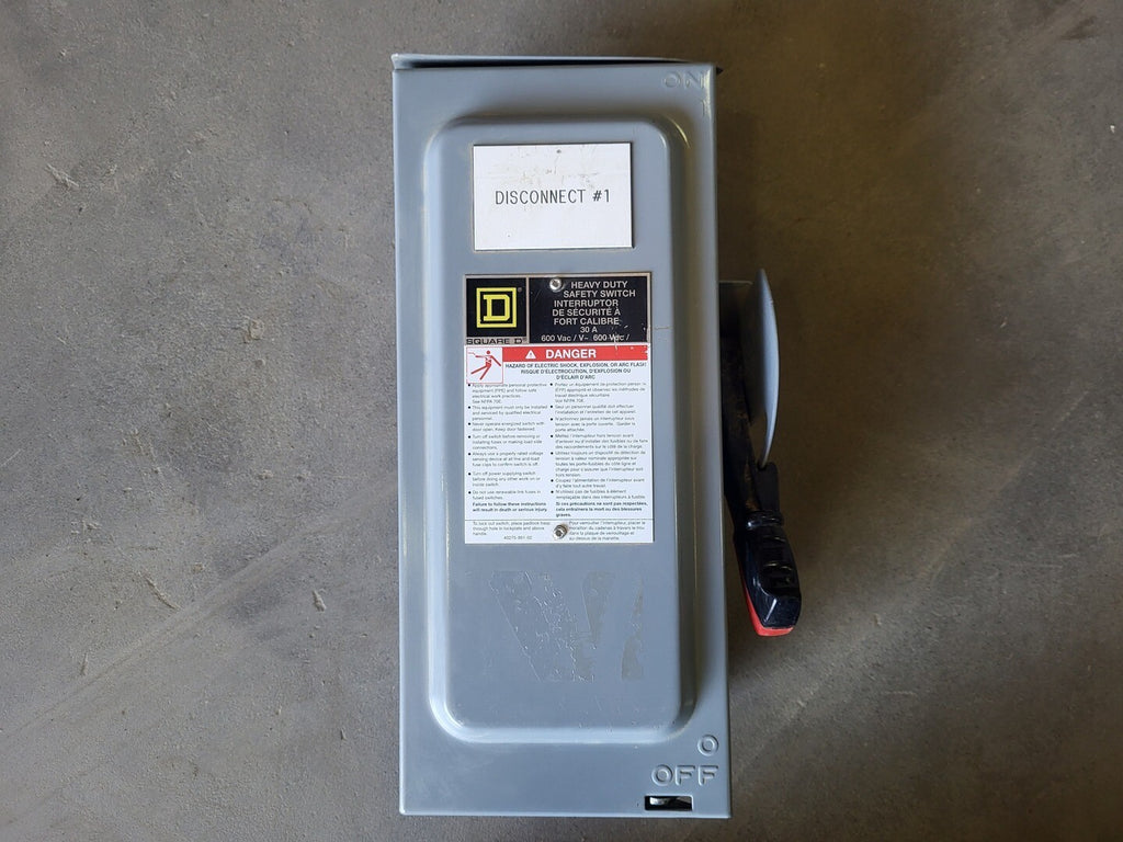SQUARE D 30 Amp, 3 Pole, 600 volts Fusible Heavy-Duty Safety Switch CH361RB