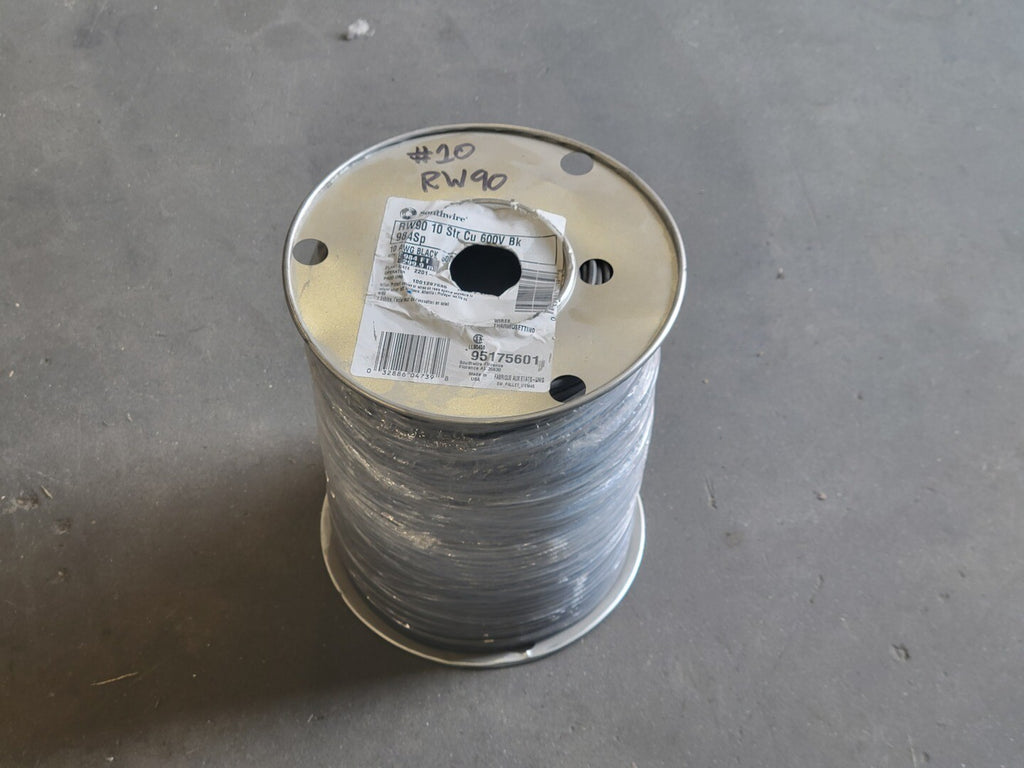 SOUTHWIRE RW90 Wire 10 Str Cu Black 10AWG 600V 