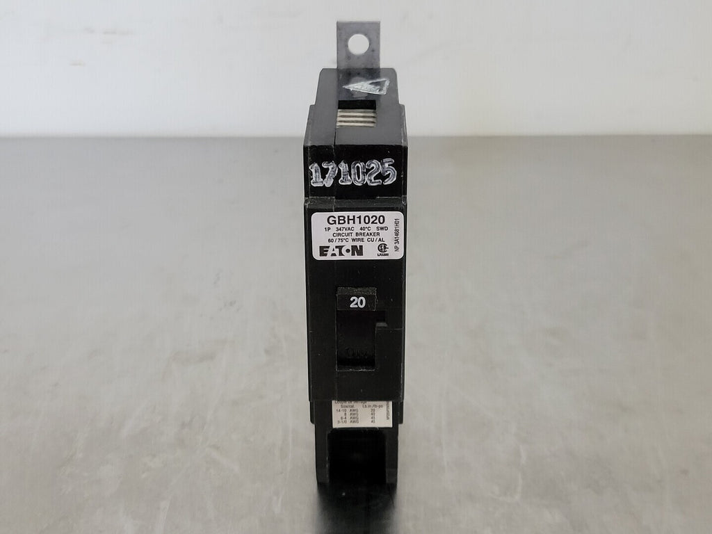 EATON 20 Amp, 1 Pole, 347 volts Circuit Breaker GBH1020