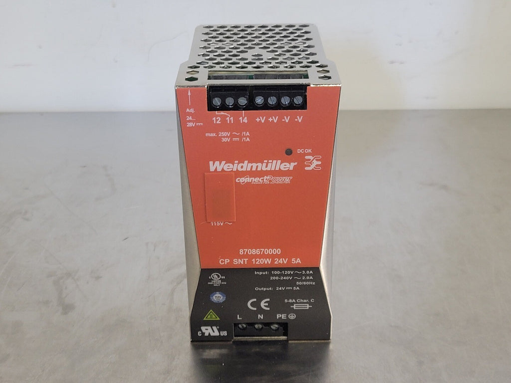 WEIDMULLER 24 VDC, 120 W, 5 Amp Switch-Mode Power Supply Unit 8708670000
