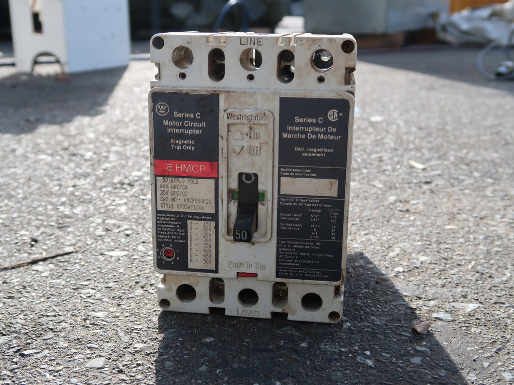 WESTINGHOUSE 50 Amp, 3 Pole, 600 volts Circuit Breaker HMCP050K2C