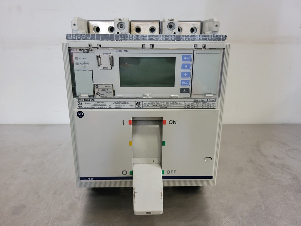 ALLEN-BRADLEY 1000 Amp, 3 Pole, 600 Volts Circuit Breaker 140G-N6K3-E12