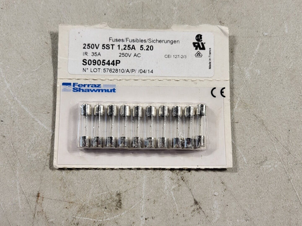 FERRAZ SHAWMUT 1.25A 250V Glass Fuse S090544P (5 Set of 10 pcs) P/N 2249979