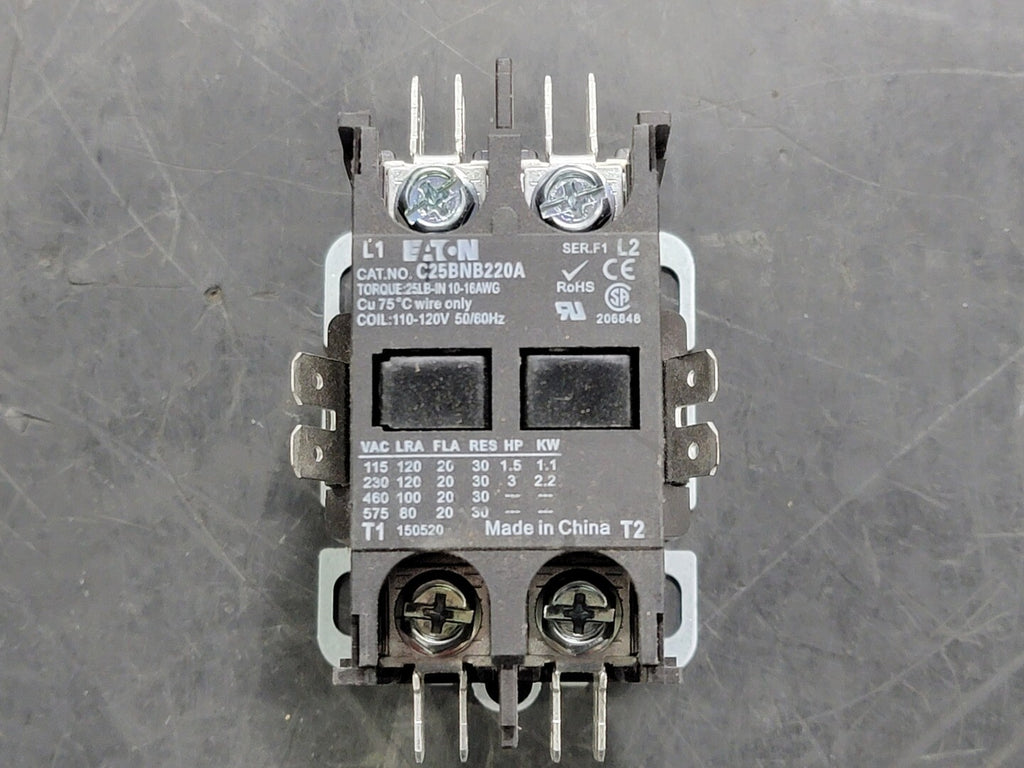 EATON 20 Amp, 2 Pole, 110-120 VAC Coil, Contactor C25BNB220A