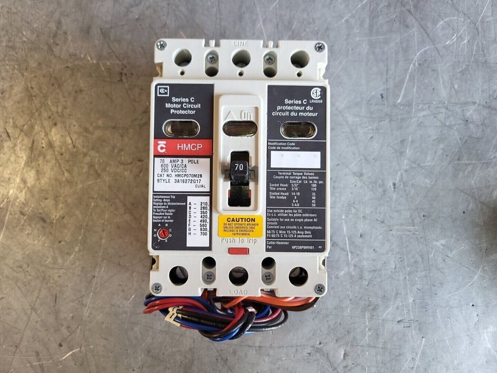 EATON 70 Amp, 3 Pole, 600 volts Circuit Breaker HMCP070M2S