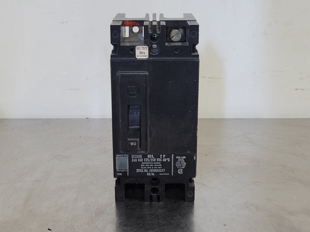 WESTINGHOUSE 90 Amp, 2 Pole, 240 volts Circuit Breaker EB2090