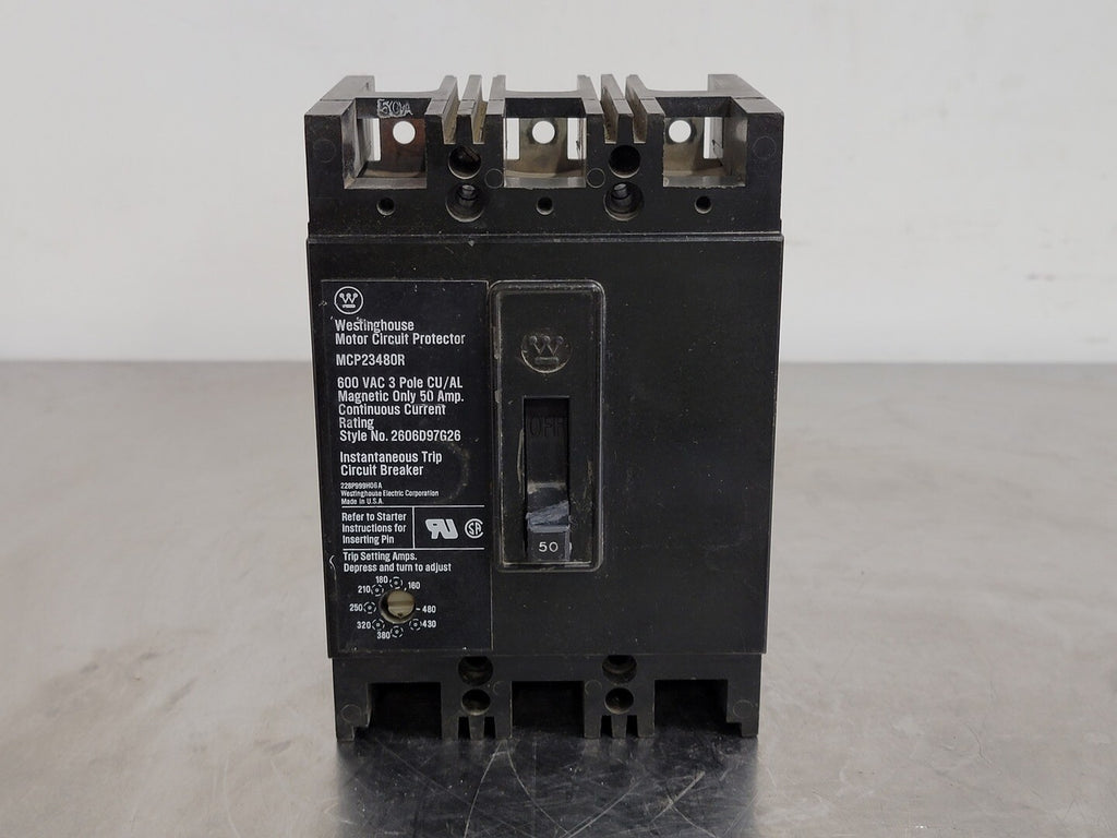 WESTINGHOUSE 50 Amp, 3 Pole, 600 volts Circuit Breaker MCP23480R
