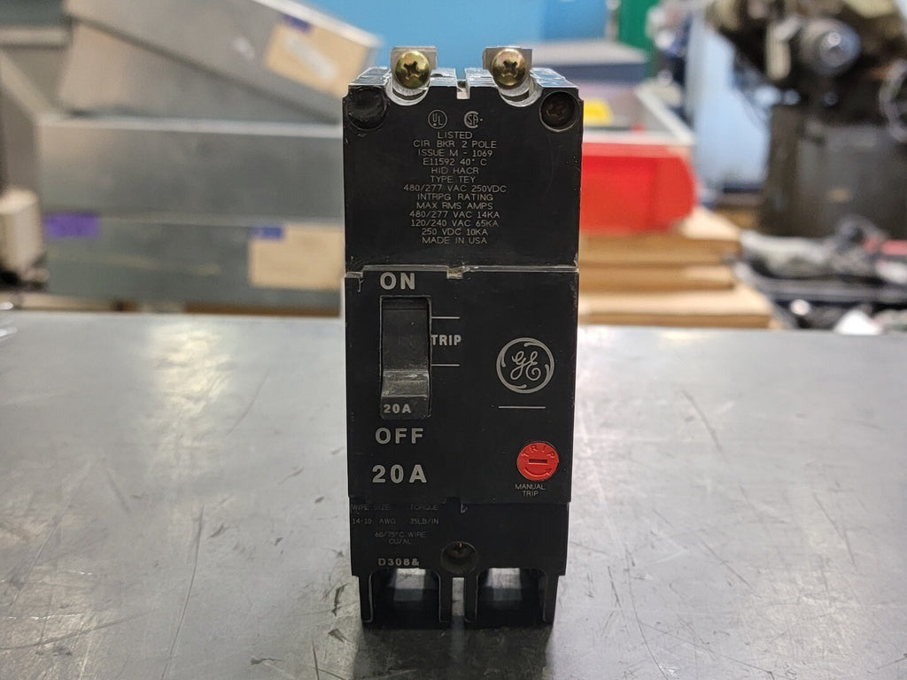 GENERAL ELECTRIC 20 Amp, 2 Pole, 480/277 volts Circuit Breaker TEY220