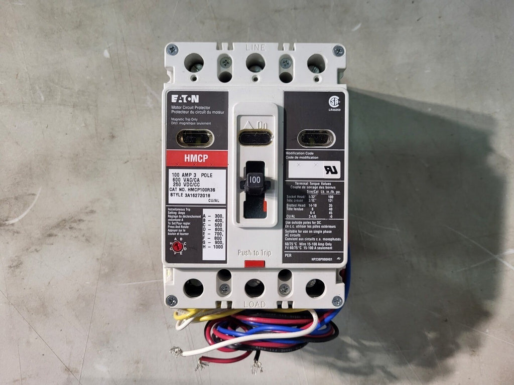 EATON 100 Amp, 3 Pole, 600 volts Circuit Breaker HMCP100R3S
