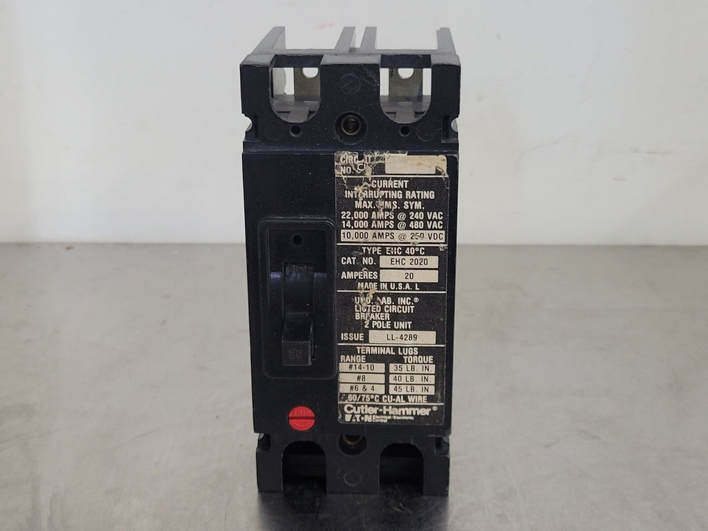 CUTLER-HAMMER 20 Amp, 2 Pole, 480 volts Circuit Breaker EHC2020