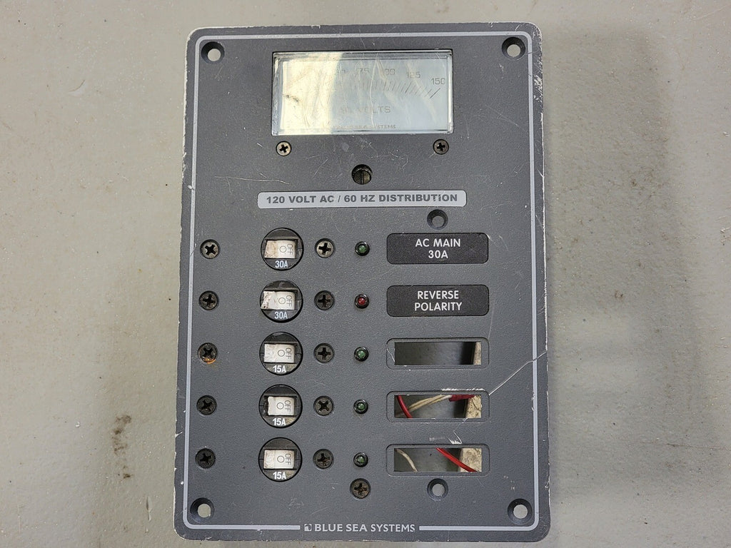 BLUE SEA Traditional Metal Panel - AC Main + 3 Positions AC Voltmeter 8043