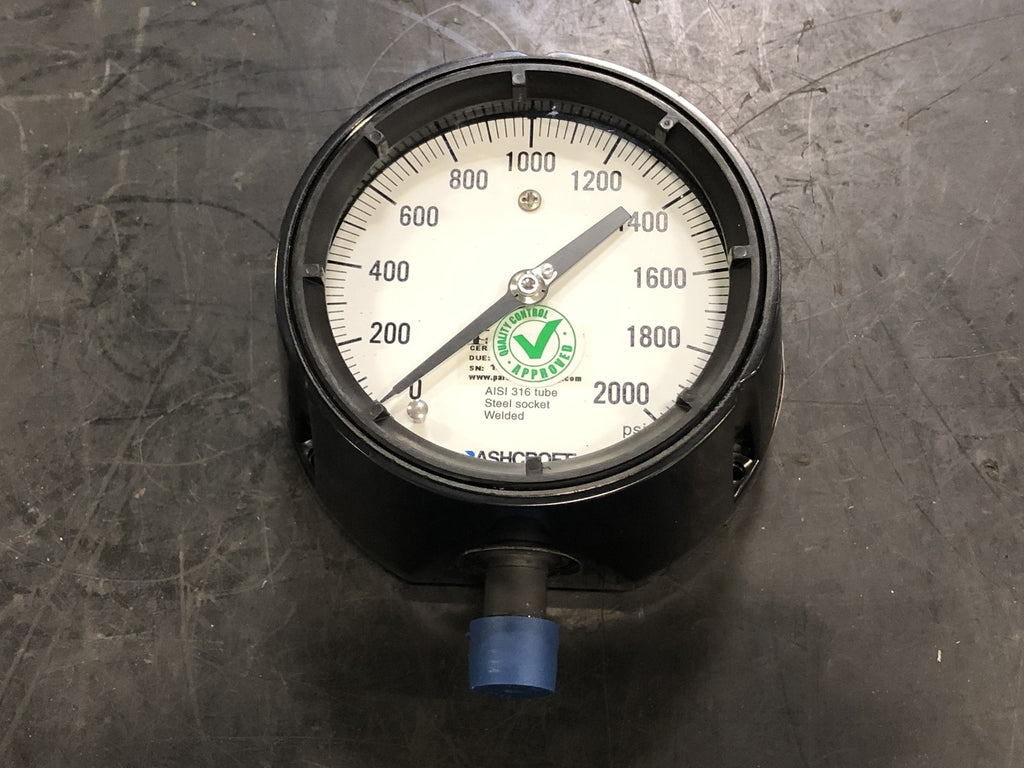 ASHCROFT 4-1/2" Pressure Gauge 0-2000 PSI, 1/4" NPT, 45-1379SS-02L-2000PSI