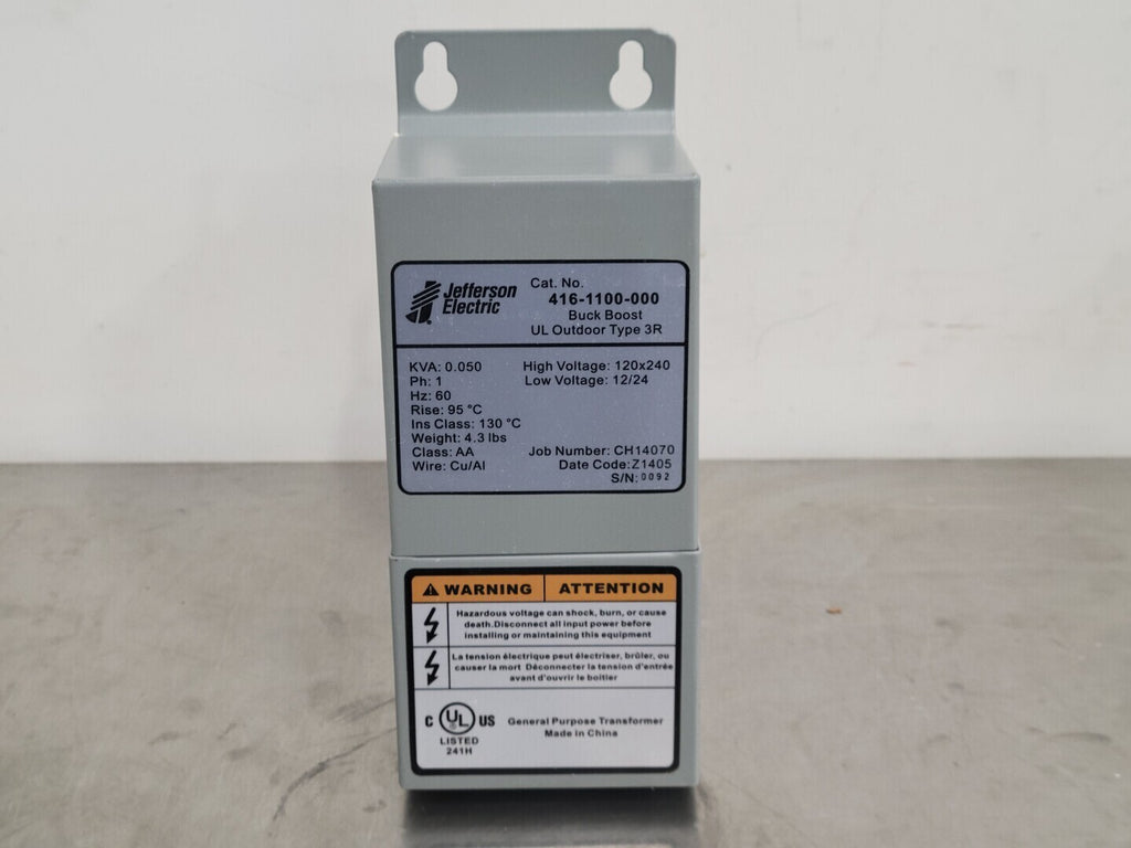 JEFFERSON ELECTRIC 50VA Wet Listed Transformer Outdoor Type 3R 416-1100-000