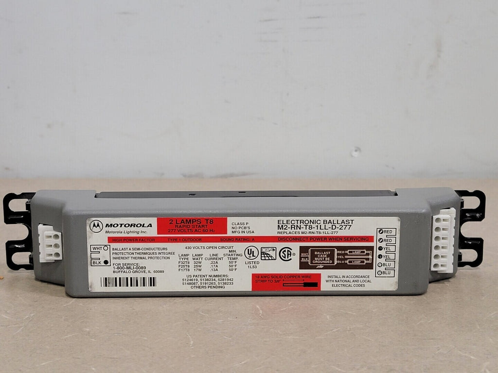 MOTOROLA 277 Volts 2 Lamps Electronic Ballast M2-RN-T8-1LL-D-277