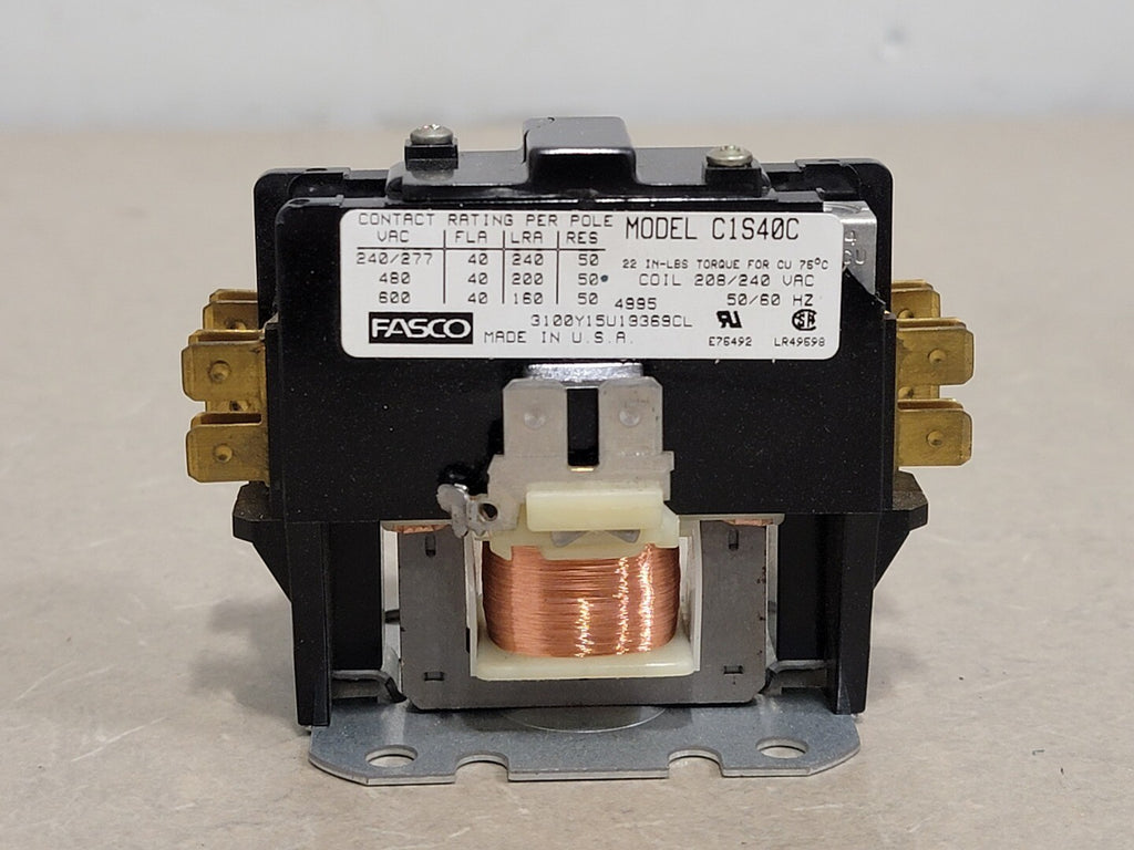 FASCO 40 Amp, 1 Pole, 208/240 VAC Coil Contactor C1S40C