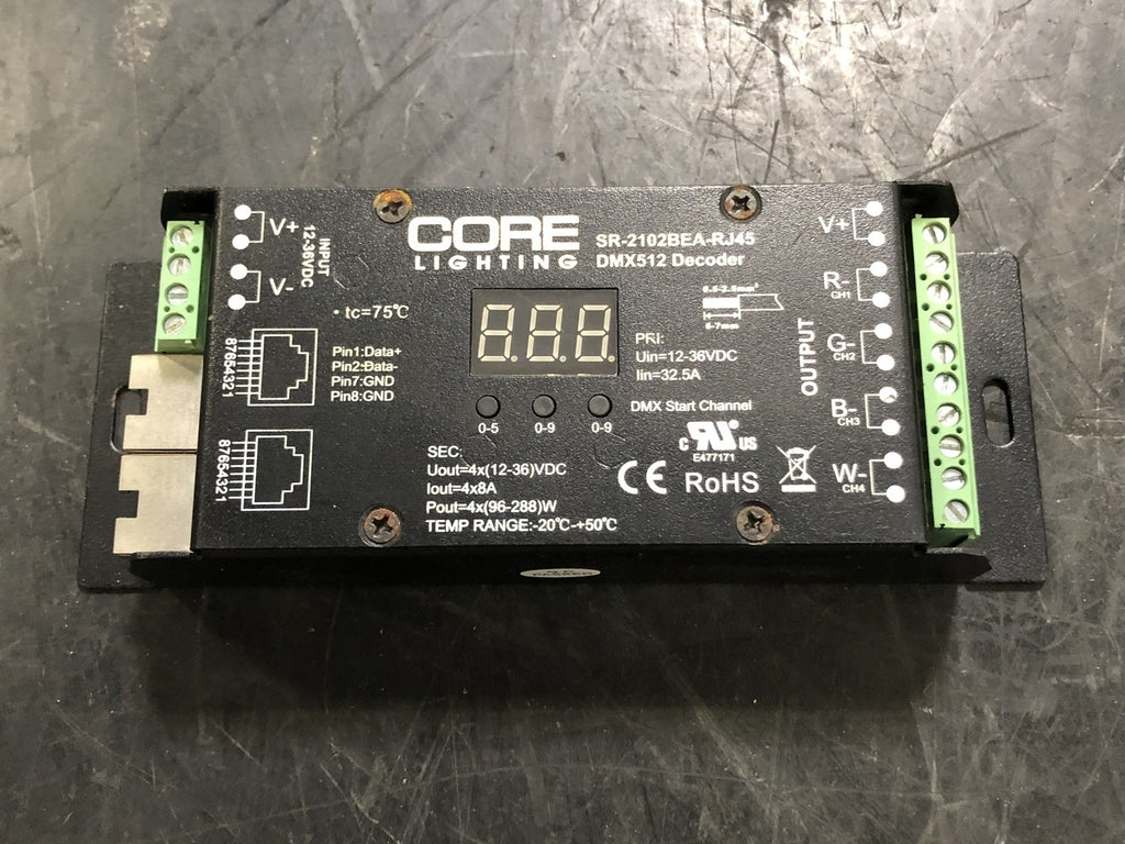 CORE LIGHTING DMX 512 Decoder 4 Channel RGB & RGBW Controller SR-2102BEA-RJ45