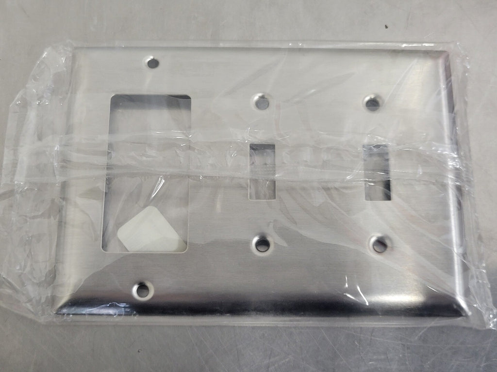 PASS & SEYMOUR SS226 Metal Wall Plate Smooth 302SS 2-Gang Toggle 1-Gang Decorator (Box of 10)