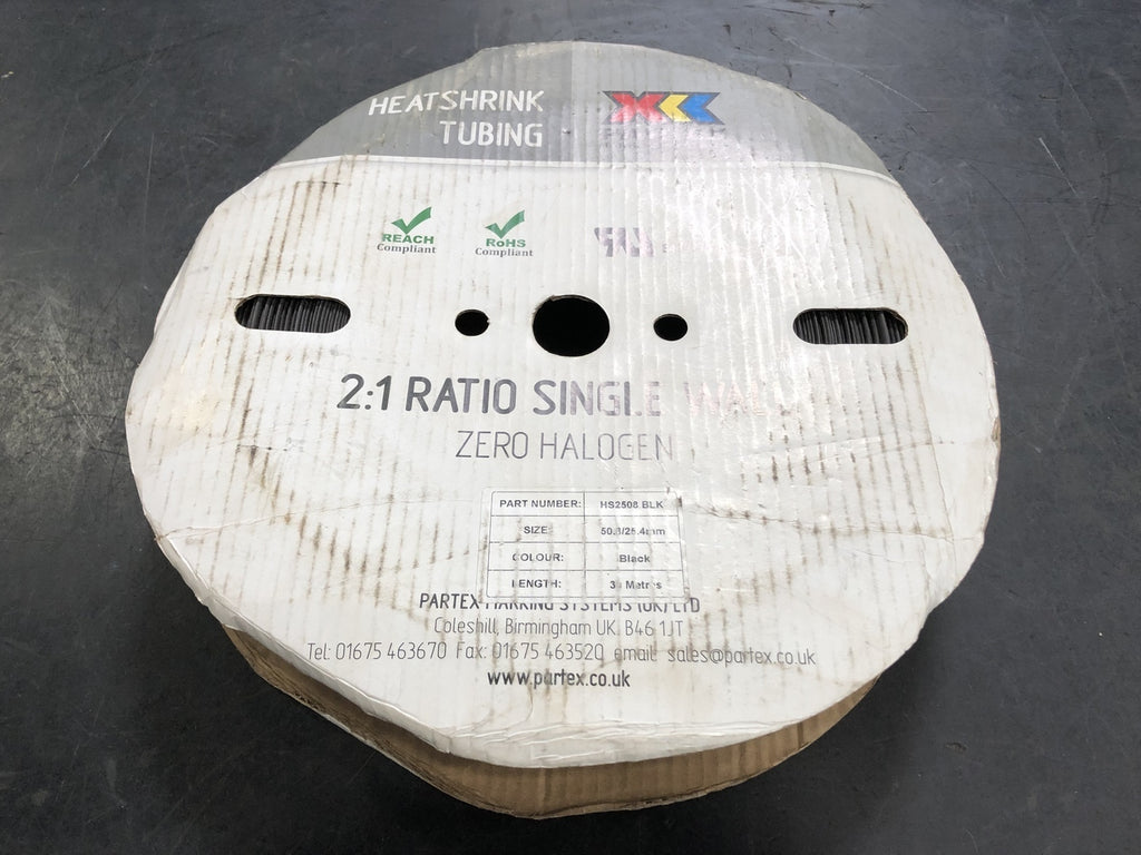 PARTEX 50.8mm Heat Shrink Tube 30m roll HS2508 BLK