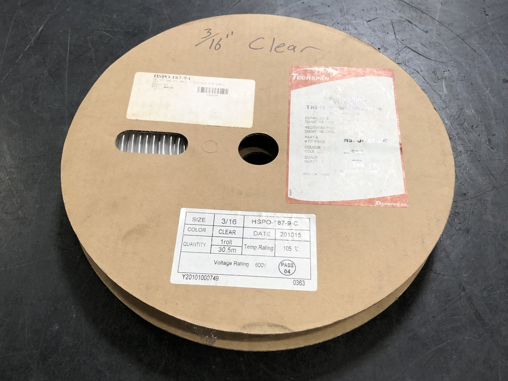 TECHSPAN 3/16" x 100ft Heat Shrink Tubing Clear HSPO-187-9-C