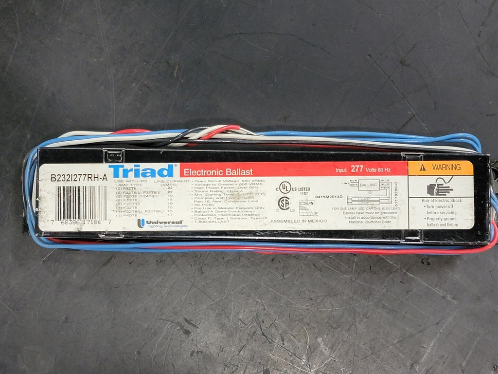 UNIVERSAL LIGHTING 277 Volts 2 Lamps Electronic Ballast B232I277RH-A