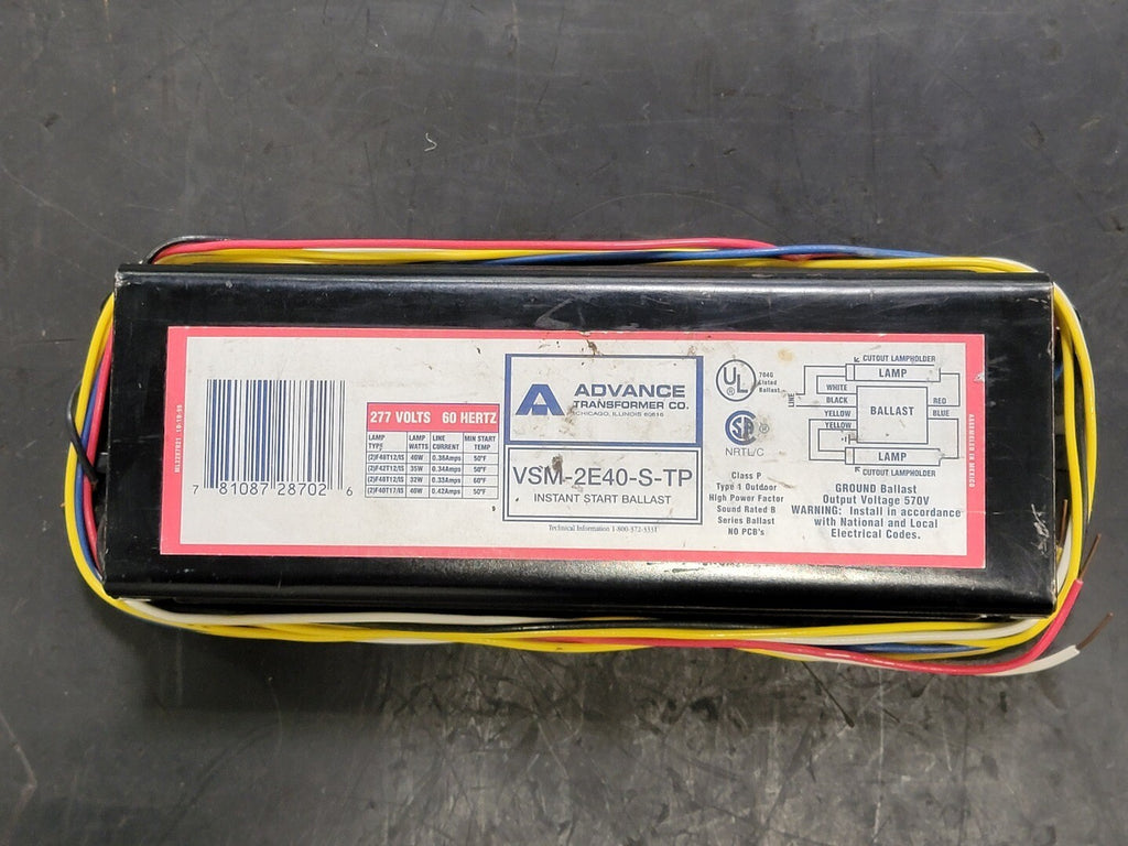 ADVANCE TRANFORMER CO 277 Volts 2 Lamp Dimming Ballast VSM-2E40-S-TP