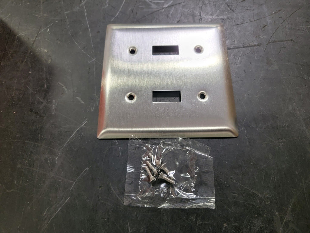 PASS & SEYMOUR 2-Gang Metal Wall Plate Smooth 302SS (Box of 20 pcs)