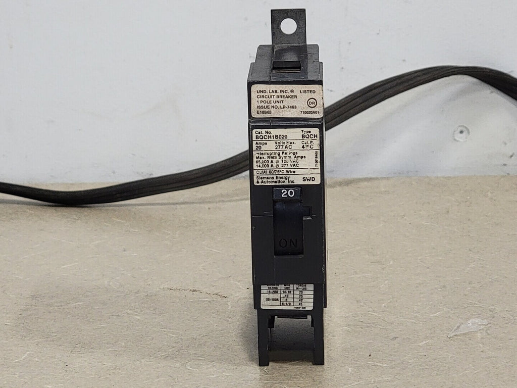 SIEMENS 20 Amp, 1 Pole, 120 volts Circuit Breaker BQCH120