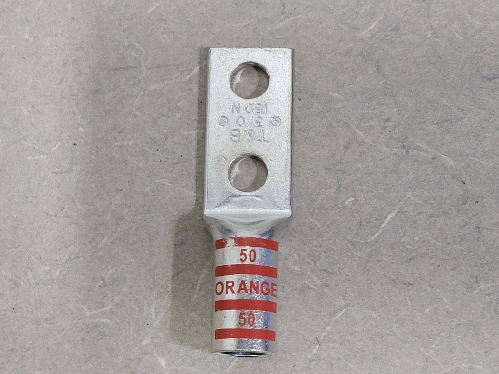 THOMAS & BETTS 3/8 in. Hole 1 in. Space Two Hole Long Barrel Copper Lug 54816BE (Box of 4)