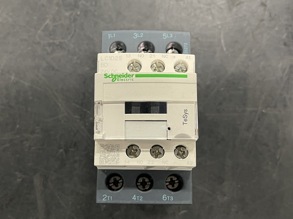SCHNEIDER ELECTRIC 25 Amp, 3 Pole, 1NO + 1NC, 24 VDC Coil Contactor LC1D25BD