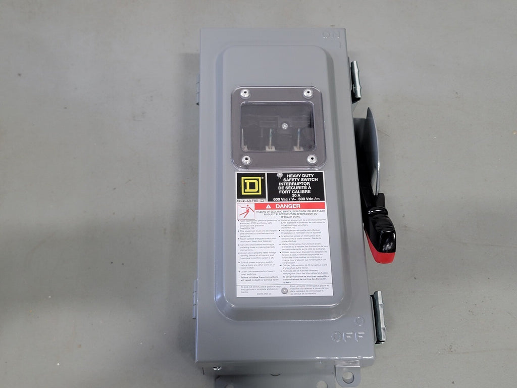SQUARE D 30 Amp, 3 Pole, 600 volts Non-Fusible Safety Switch CHU361AWK