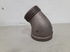 2" Female x 2" Male 45 Deg Elbow Pipe Fitting, Black Malleable Iron