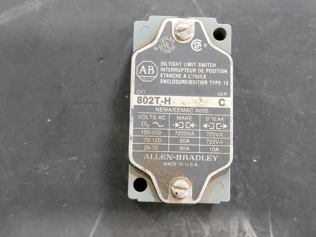 ALLEN-BRADLEY Non-Plug Oiltight Limit Switch NEMA 4, 10A, 600VAC, 802T-H