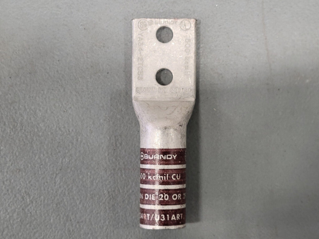 BURNDY 500 kcmil 2 Hole Crimp Terminal Lug Brown Die 20 299 U34RT/U31ART (Box of 6)