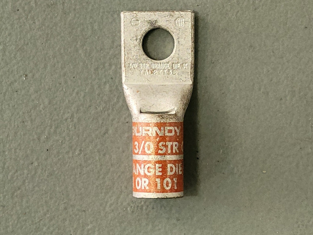 BURNDY 3/0 STR 1 Hole Crimp Terminal Lug Orange Die 14 or 101, N150 (Box of 23)