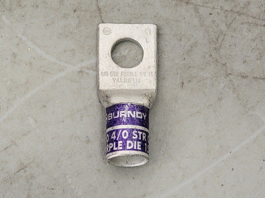 BURNDY 4/0 AWG 1 Hole Compression Lug Purple Die 15 YAL28T12 (Box of 81)