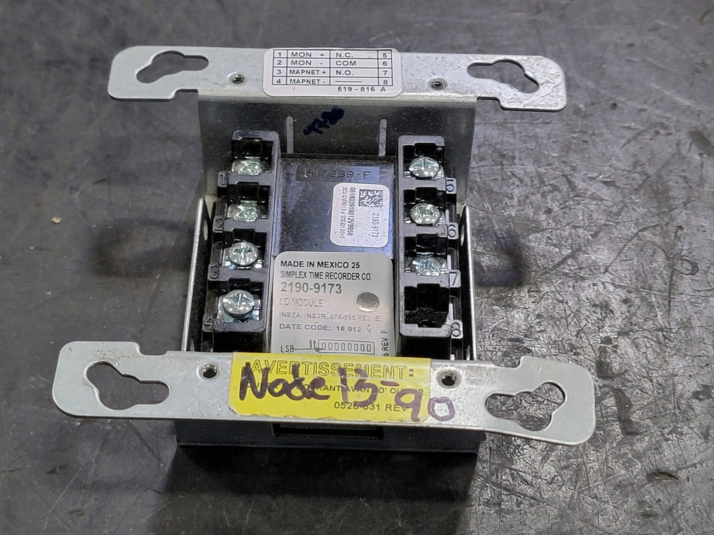 SIMPLEX TIME RECORDER CO. Mapnet 2-Point I/O Module 2190-9173