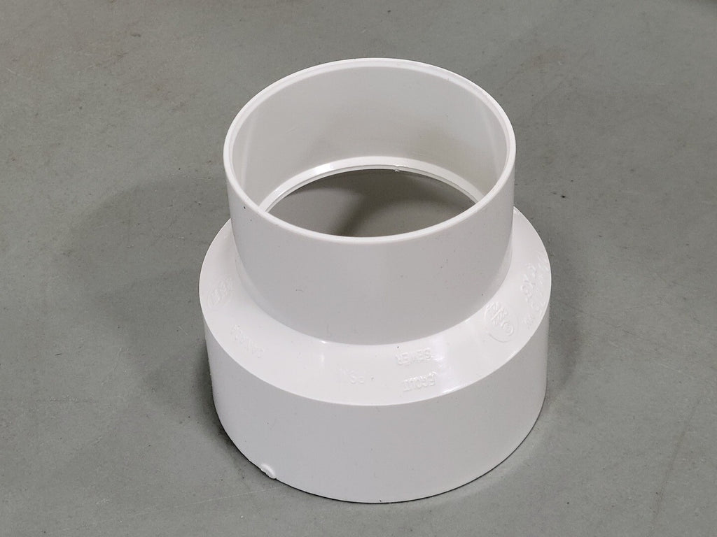 CANPLAS 4" x 3" PVC Sewer Increaser Coupling w/ Pipe Stop 414217BC (Box of 24)