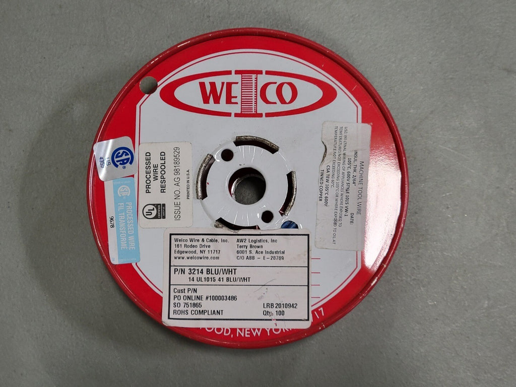 WEICO UL1015-MTW Wire, 14AWG, 41/30 Strand, 600V, 0.142" OD, 3214