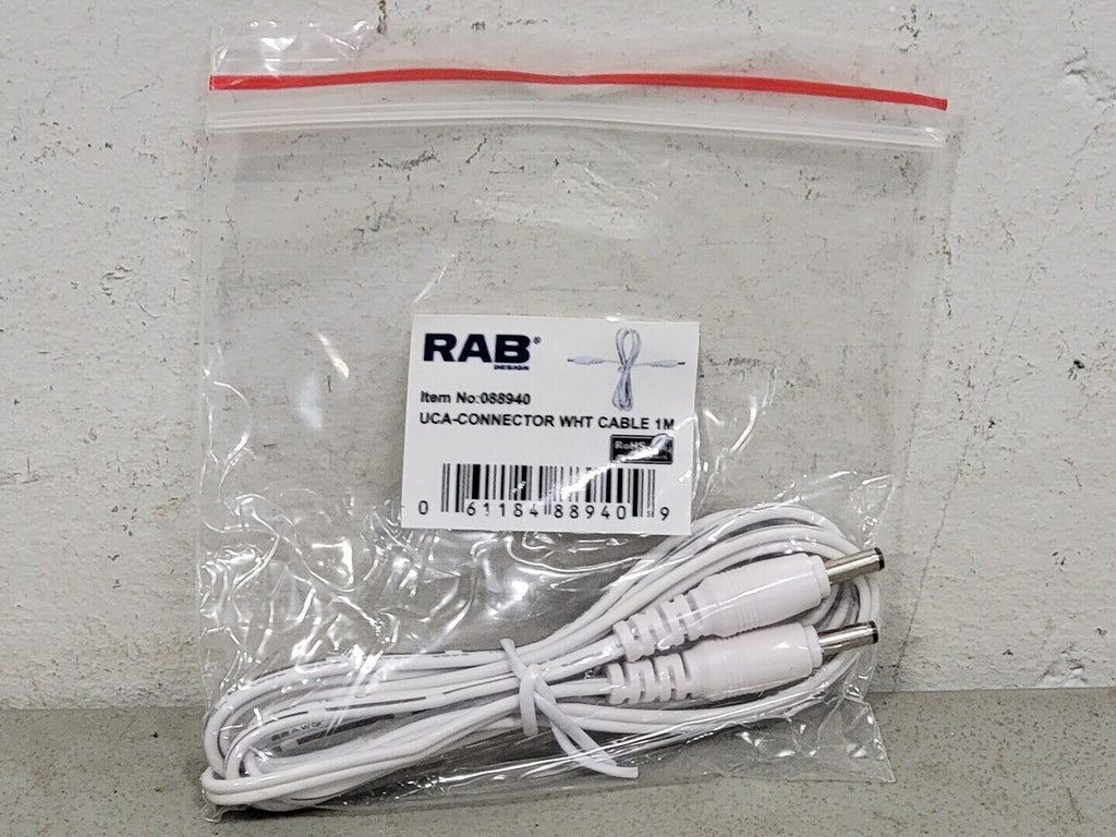 RAB DESIGN UCA Connector White Cable 1 meter 088940 (Box of 66)